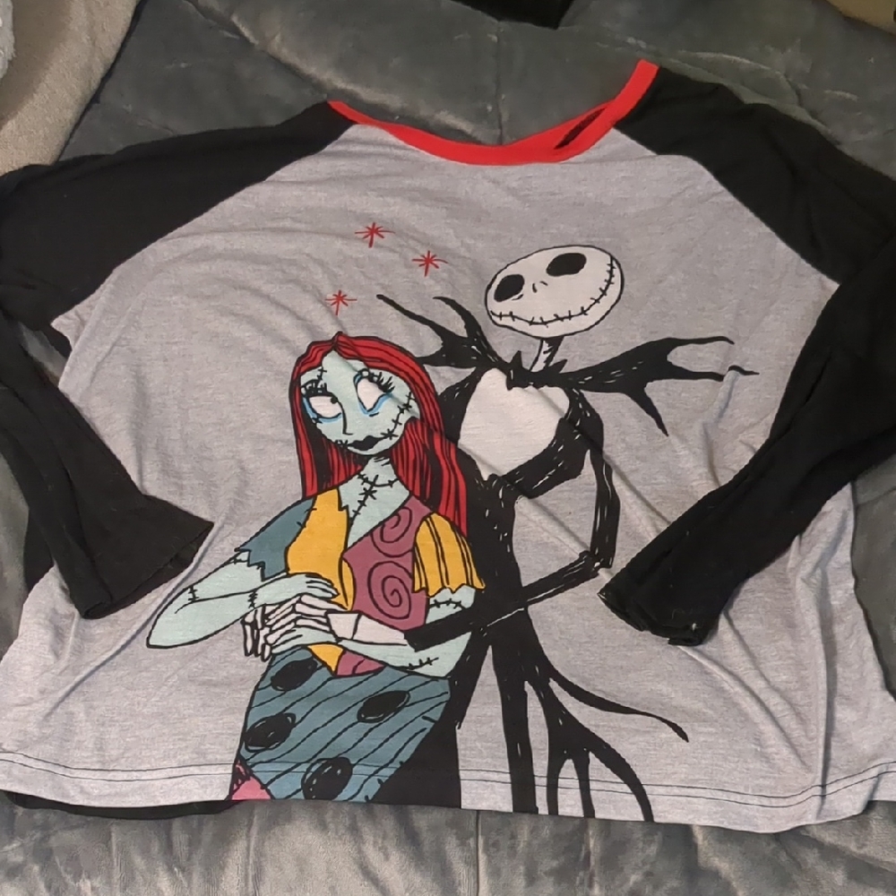 Disney Black and Gray Long Sleeve Tee with Character Design